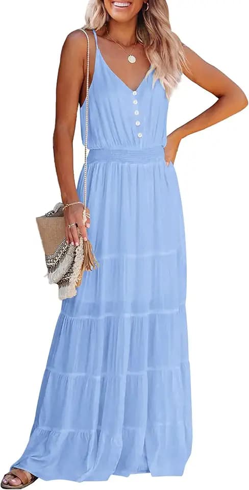 PRETTYGARDEN Women's Spaghetti Strap Summer Maxi Dress