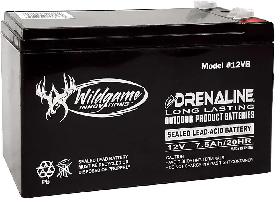 WILDGAME INNOVATIONS 12V Edrenaline Rechargeable Battery for Game Feeders Outdoor Long-Lasting Sealed Lead-Acid Tab Style Rechargeable Battery
