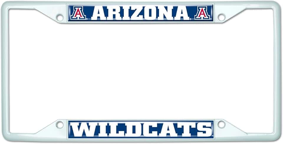 FANMATS NCAA Arizona Wildcats License Plate Frame – White - 6.25 in x 12.25 in Easy Installation on Truck, SUV, Car - Ideal Gift for Die Hard College Fan
