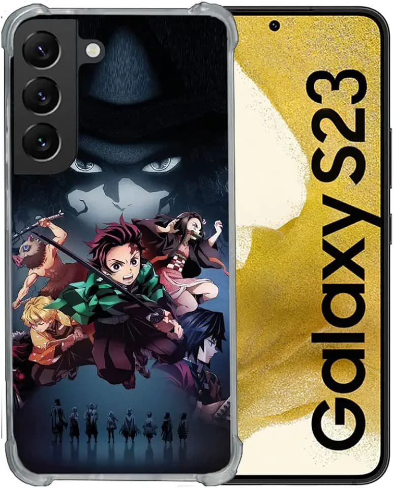 Schutzhülle aus Hartglas für Samsung Galaxy S23, Manga, Demon Slayer, Schwarz