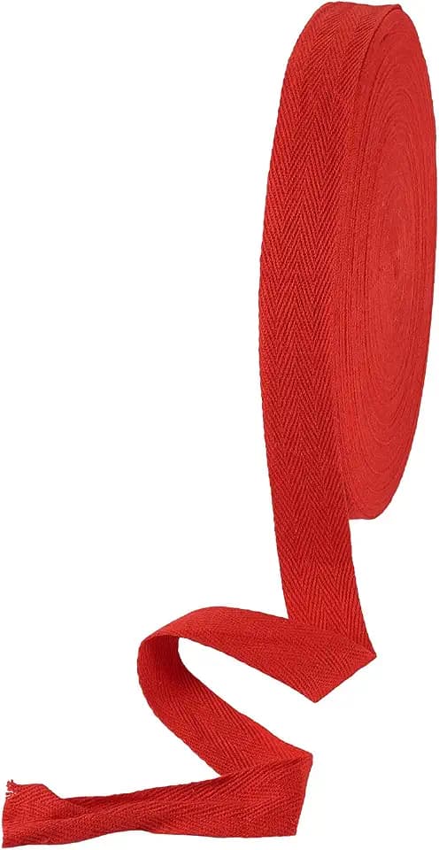 Craftdady 49 Yards Cotton Twill Tape Ribbon 1 Inch Wide Soft Herringbone Webbing Tape DIY Crafts Wrapping Home Decoration Sewing, Red