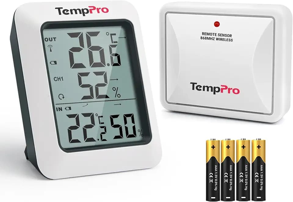 TempPro Funk Thermometer Hygrometer Innen Außen mit Außensensor