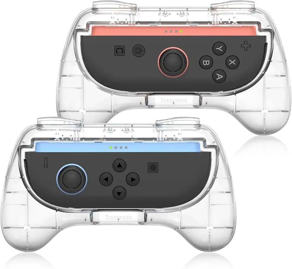 TRANSNOVO 2er Set Grips Zubehör Kompatibel mit Nintendo Switch 2 Joycons - Griff Verschleißfest Ergonomisch für mehr Komfort, Sicherer Halt & Langlebiges Design, für lange Gaming-Sessions, Transparent