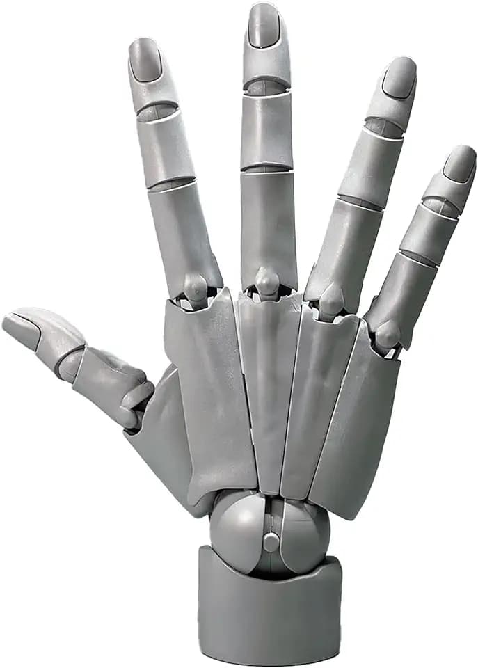 Flexible Right Hand Model, Moveable Artists Manikin Hand Figure for Home Office Desk Decoration, Display, Sketching, Drawing, Painting (Grey)