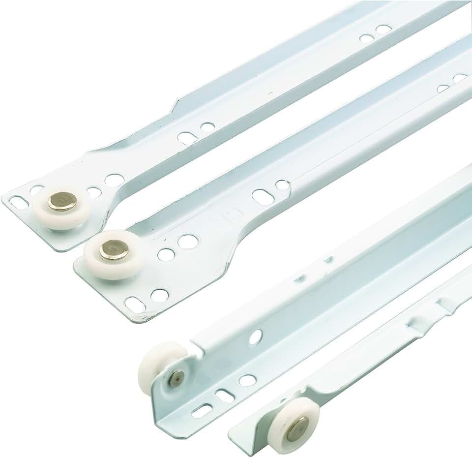 Prime-Line MP7214 Drawer Slide Kit, 23-3/4 in., Steel Tracks, White Powder Coat (1 Set)