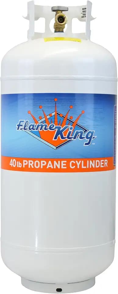 Flame King YSN401 Steel Propane Tank Cylinder With Overflow Protection Device Valve, 40 Lb, White