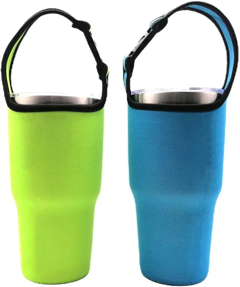 2 Pack Tumbler Carrier Holder Pouch for All 30oz Stainless Steel Travel Insulated Coffee Mug, Neoprene Sleeve with Carrying Handle, Portable, Protective, Reusable (A)