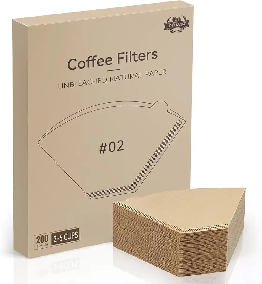 #2 Cone Coffee Filters,200 Count Premium Coffee Filter,2-6 Cup,Disposable Coffee Filters for Drip Coffee Makers and Pour Over (200, Brown)
