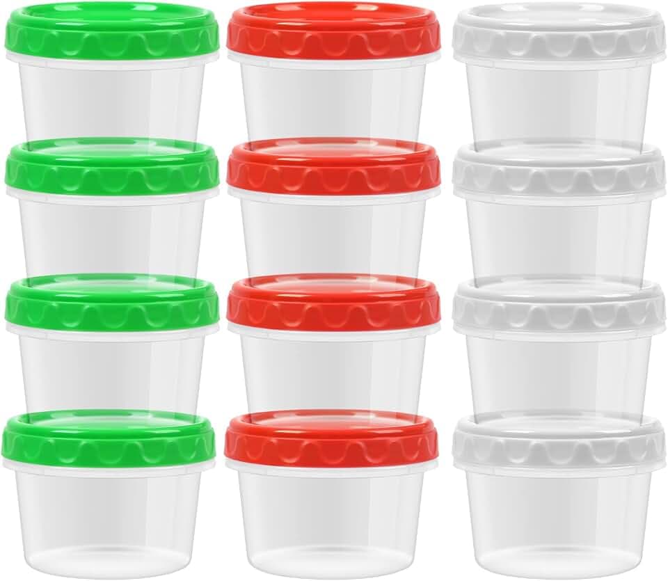 EONJOE 8oz Small Plastic Freezer Food Containers with Lids, 1 Cup, 12pcs