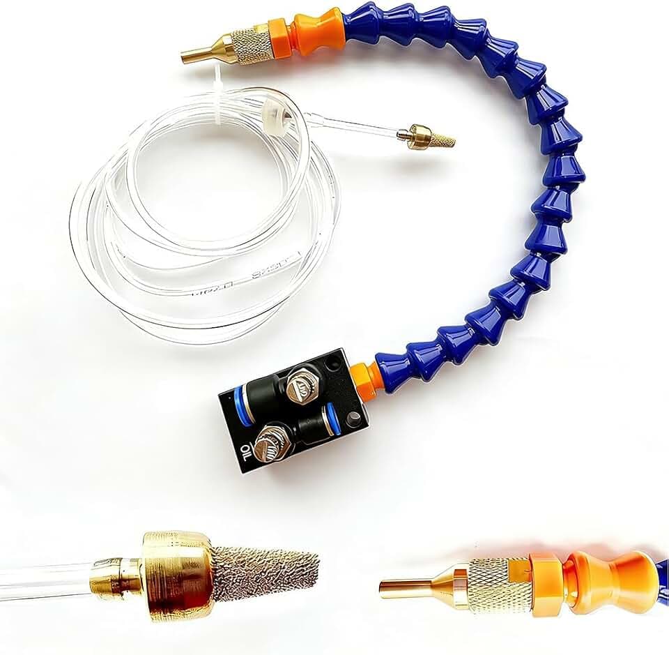 Mist Coolant Lubrication System, Flexible Hose Oil-Water Separator Spray Unit, Adjustable Mist Nozzle for Drill Press, Lathe, CNC, Milling Machine, Metal Cutting Cooling Tool