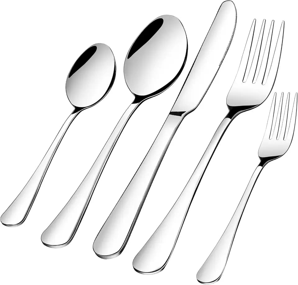 40 Piece Silverware Set, Premium Silverware Cutlery Set Stainless Steel Flatware Sets Service for 8, Spoons Forks Knifes Utensils Tableware Sets for Home, Dishwasher Safe