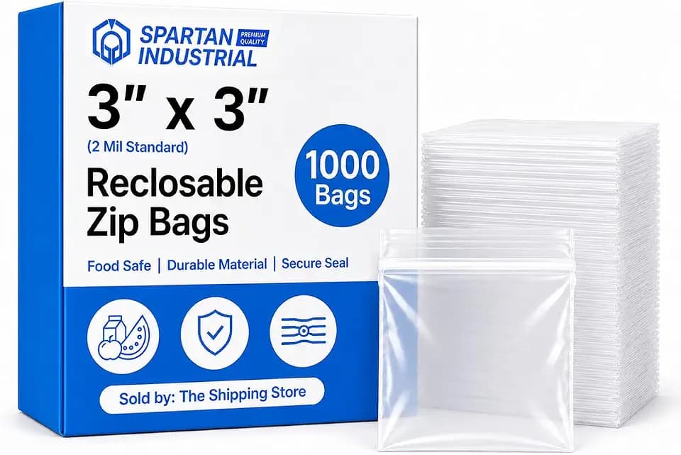 3” X 3” (1000 Count) 2 Mil Clear Reclosable Zip Plastic Poly Bags