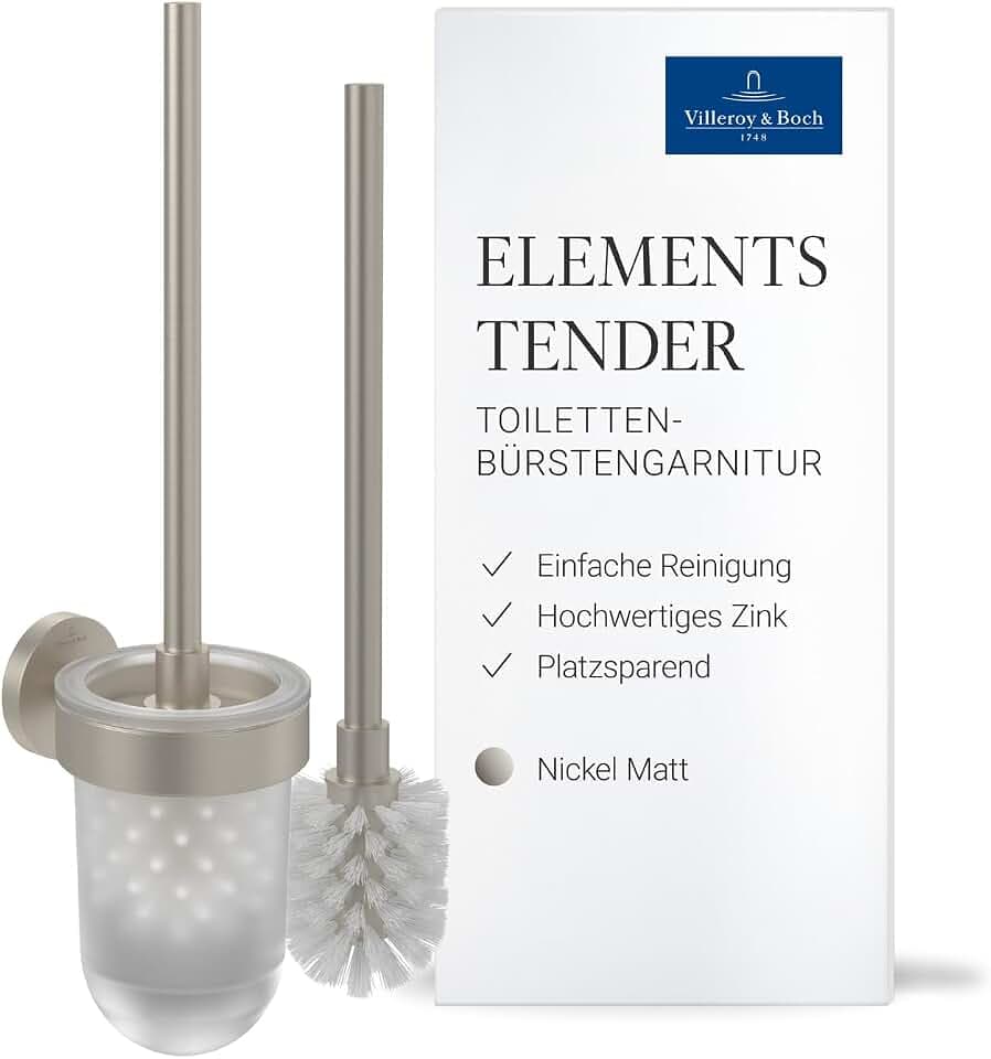 Villeroy & Boch Elements Tender Toilettenbürstengarnitur, rund – Nickel