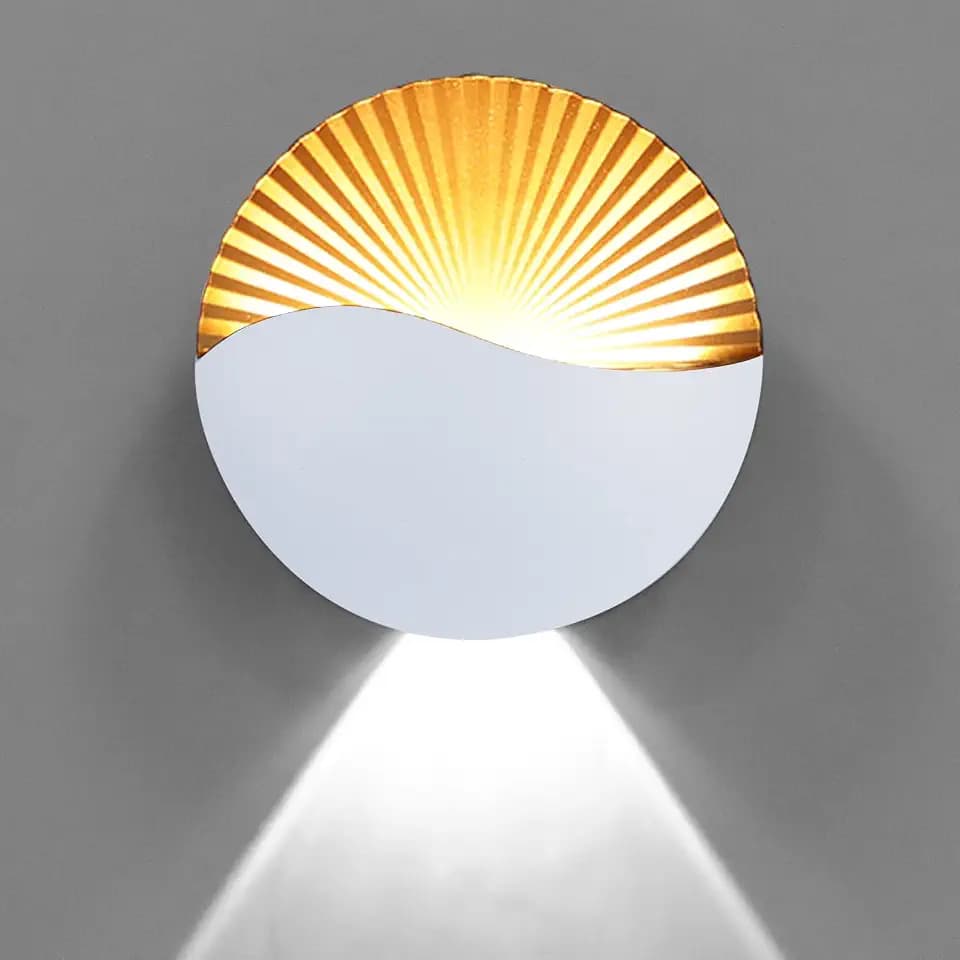 Kawell Modern Creative 12W LED Wall Sconce Waterproof Wall Light Indoor Outdoor Wall Lamp Sunrise Effect Art Deco for Bedroom Living Room Bathroom Cafe Lounge Corridor Stairs,White 6000K