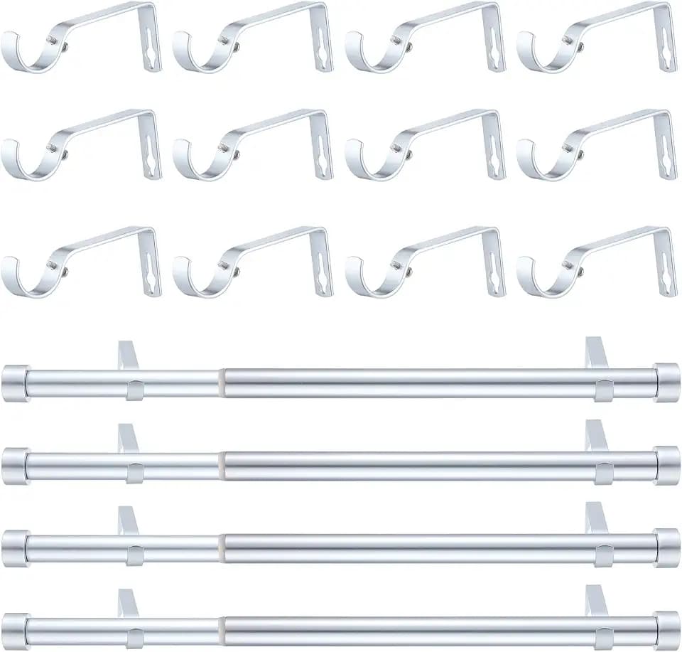 Wesiti 4 Pack 32-84in Curtain Rods Bulk for Windows,Silver