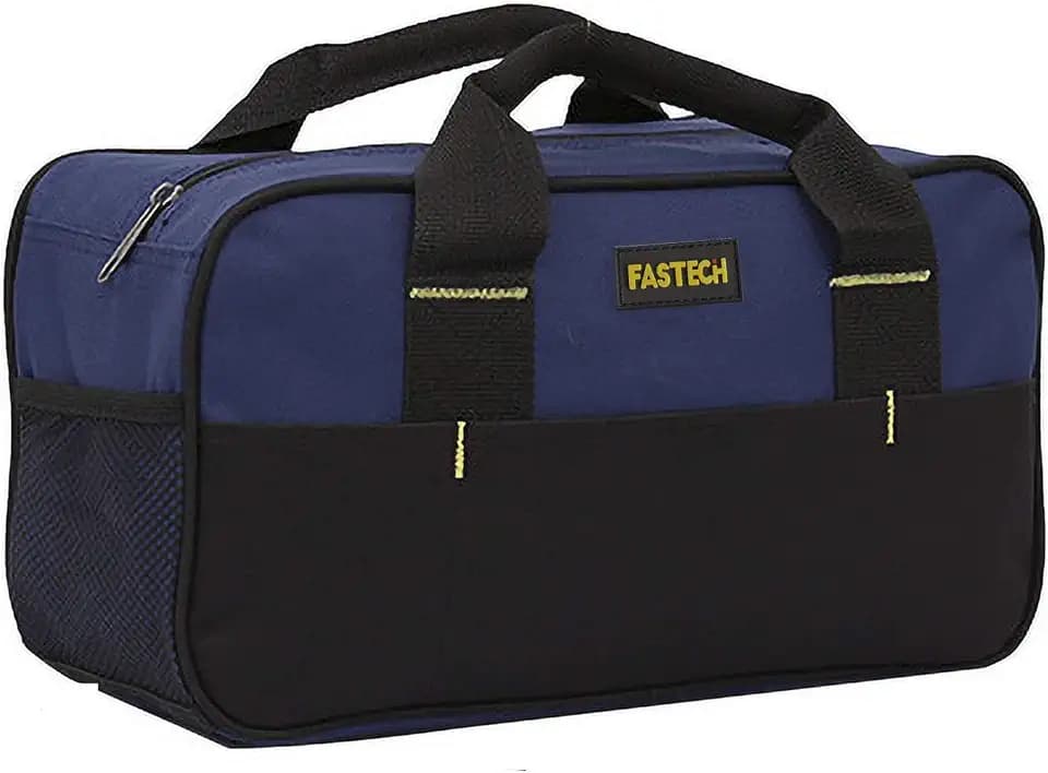 FASTECH 14 Inch Small Tool Tote Bag, Wide Mouth Tool Tote Bag, Waterproof Tool Organizer Bag, Multi-Pockets Wide Mouth Tool Tote For Man/Woman (Blue)