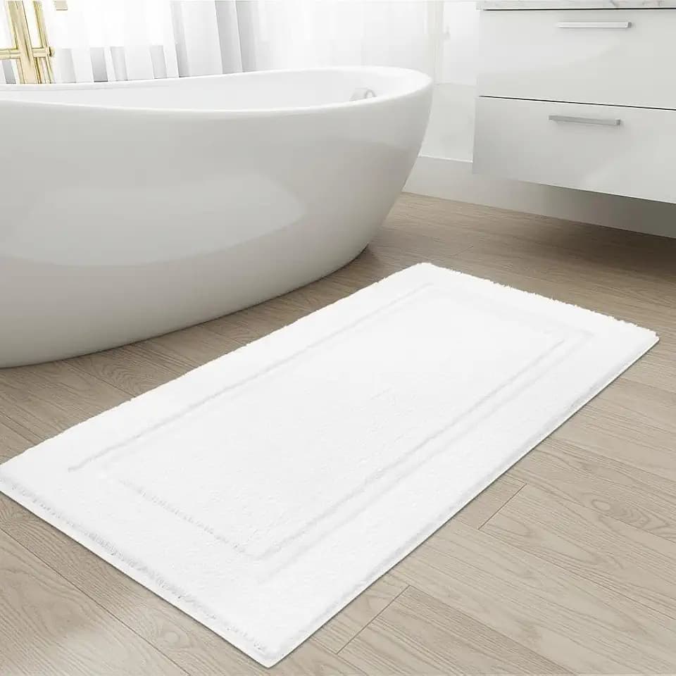SHACOS Extra Soft Microfiber Bathroom Runner Rug 47x20, White