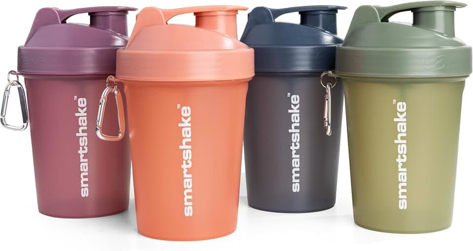 Smartshake 4 Pack Protein Shaker Bottle | Silent Mixing, Leak-Proof Shaker Bottle | Shaker Cups For Protein Shakes | Gym Shaker Bottle | Durable, Bpa-Free, Dishwasher Safe (Multicolor Lite, 400 ml)