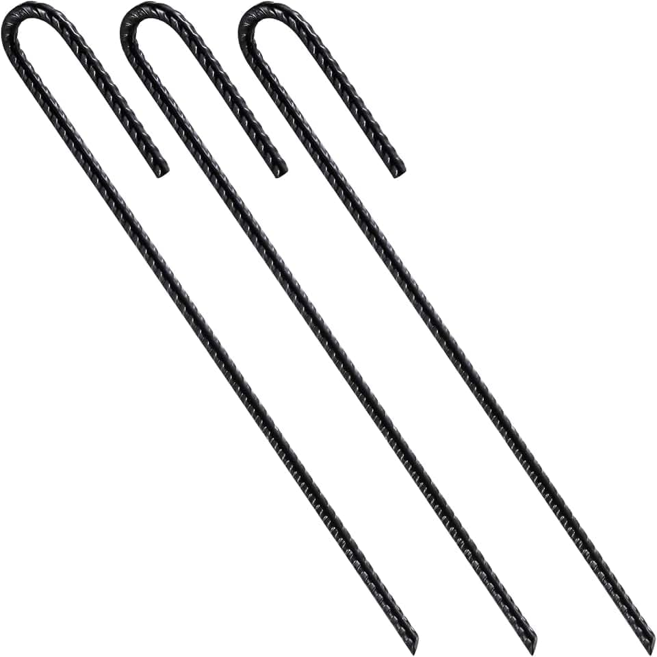 Wensilon 12-Inch Rebar J Hooks 50 Pack, 1/4-Inch Heavy Duty Ground Anchors