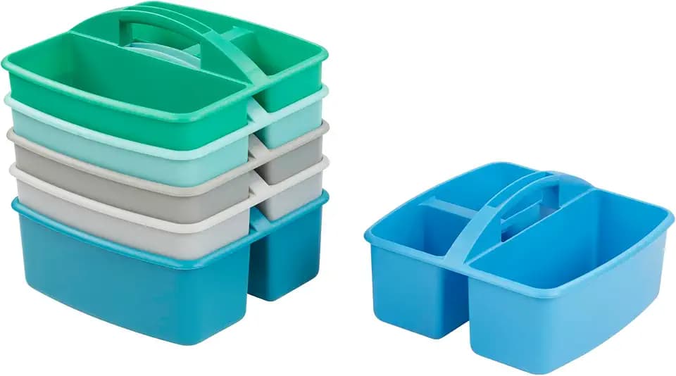 ECR4Kids 3-Compartment Small Storage Caddy Organizer, 6-Pack, Contemporary