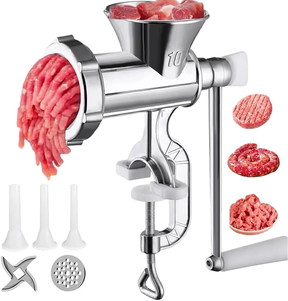 Meat Grinder Manual Mincer - Meat Grinders For Home Use Sausage Maker & Burger Patty Stuffer with Table Clamp, Hand Operated Kitchen Tool for Homemade Pork, Beef, and Sausage - Easy to Clean-26