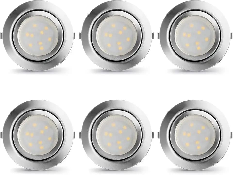 LED Puck Lights Wired Recessed Under Cabinet Lighting Dimmable,Halogen Bulb Retrofit Puck Light Plug in,60mm Cutout,3000k Warm White,12V Kitchen Counter, Book Shelves,Display Case,Curio Lamp,6pcs