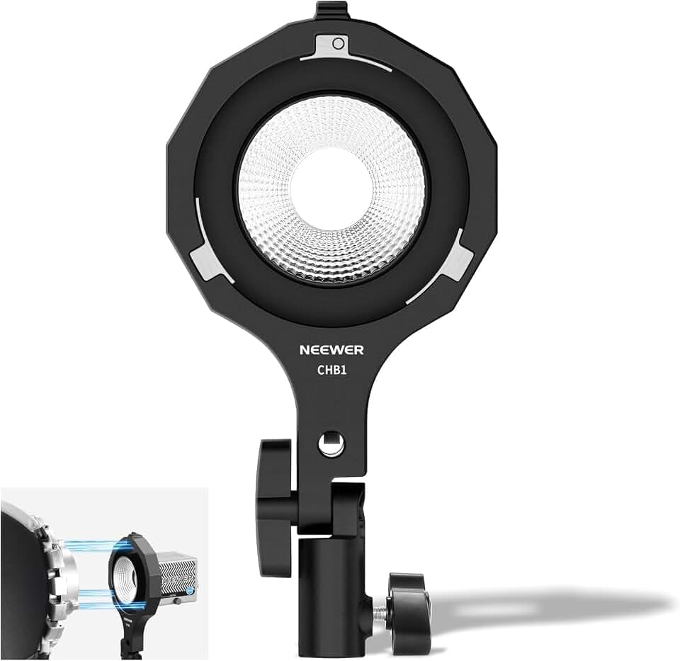 NEEWER Bowens Halterung, Mini zu Bowens Adapterring mit Schirmhalterung, 5/8" Aufnahme, 180° Neigung, NUR für NEEWER Mini Halterungsleuchten, CHB1
