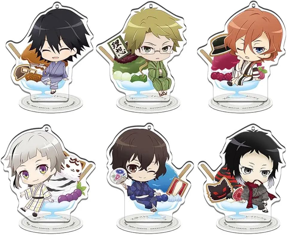 6pcs Bungou Stray Dogs Figure Osamu Dazai Cosplay Figure Acrylic Display Standing Figures (01)