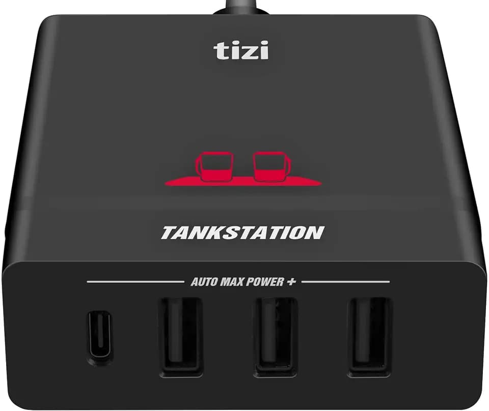 tizi Tankstation USB-C + 3 USB-A (75W) mit bis zu 60W USB-C PD Leistung - 4-Port-Ladegerät mit Power Delivery, kompatibel mit Apple MacBook Pro, iPad, iPhone.