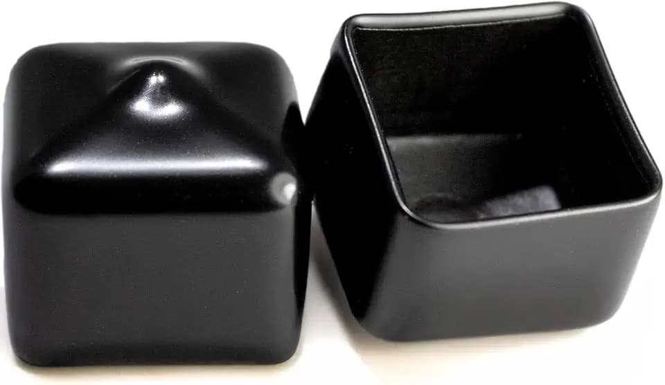 Prescott Plastics 3/4" (19.05mm) Outer Perimeter Flexible Plastic Hole Plugs, Square Black Metal Tubing End Caps, Strong Furniture Leg Inserts, Impact & Weather Resistant, Made in the USA - 4 Pack