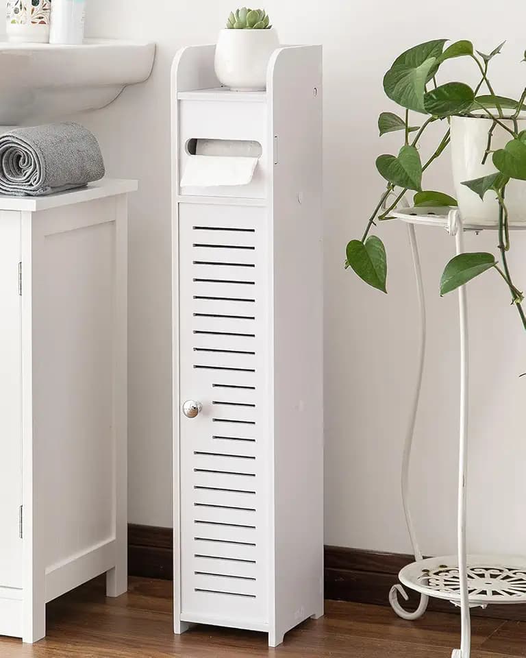 AOJEZOR Small Bathroom Storage Cabinet: No Drill Ultra-Narrow for Renters