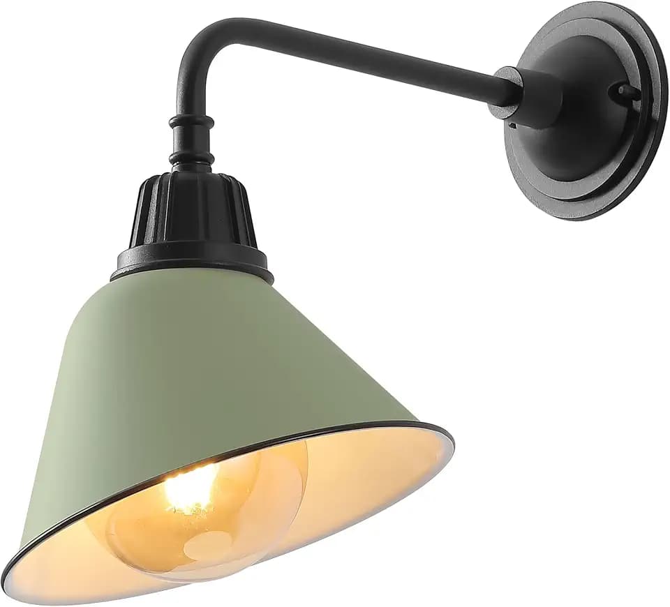 JONATHAN Y Croydon 1-Light Gooseneck Barn Sconce 9.63", Matte Olive Green
