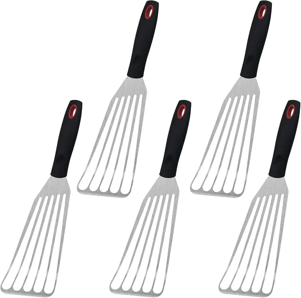 Stainless Steel Spatula Set, 5PCS Fish Spatula for Cast Iron Skillet,Metal Spatulas for Frying Steak, Pancake, Cookie, Burger, Brownie or Desserts