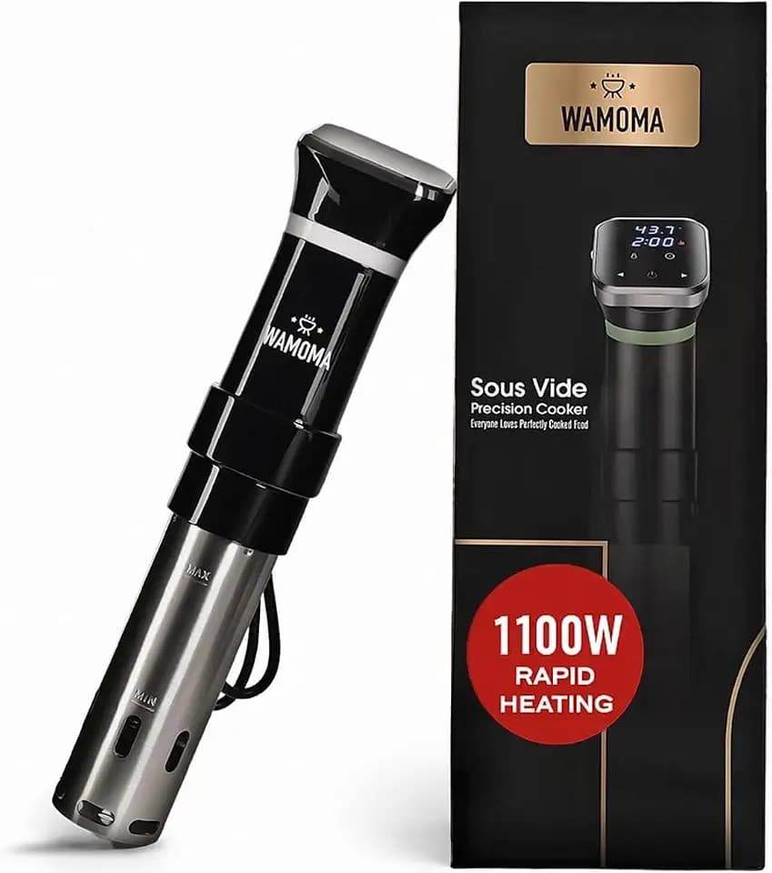Sous Vide - Precision Cooker with Immersion Circulator & Free Cookbook, 1100W Ultra-Quiet Motor, IPX7 Waterproof, Smart Chip Technology, Perfectly Cooked Meals, Universal Clip Design