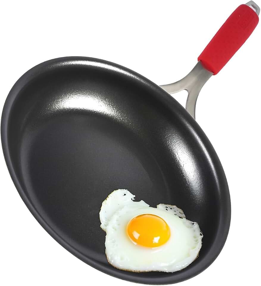 10 Inch Nonstick Frying Pan, Tri-Ply Clad Stainless Steel Skillet with Reinforced Coating, Detachable Handle with Sleeve, Dishwasher & Oven Safe, Induction Compatible, PFOA-Free