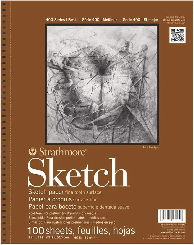 Strathmore 400 Series Sketch Pad, 9x12 inch, 100 Sheets - Artist Sketchbook for Drawing, Illustration, Art Class Students