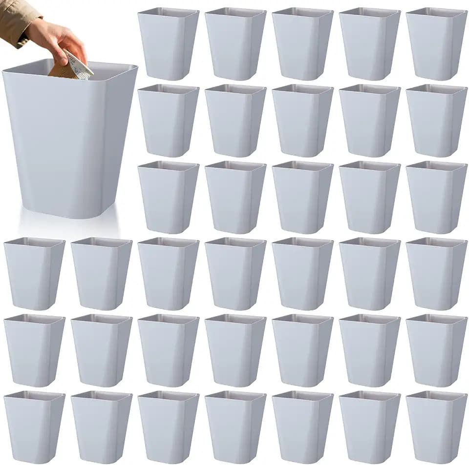 36 Pack Trash Can 3 Gallon Bathroom Garbage Can Bulk Square Plastic Trash Bin Slim Waste Basket Small Container for Bathroom Kitchen Bedroom Office Home Rooms(Grey)