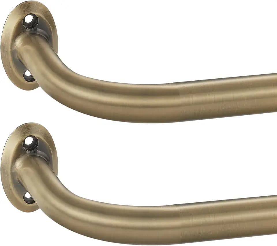 2 Pack 1Inch Diameter Wrap Around Curtain Rods for windows 28-150inch(2.3-12.5Ft), Splicing Adjustable Room Darking Drapery Rod with Aluminum Finials and Brackets,Antique Bronze