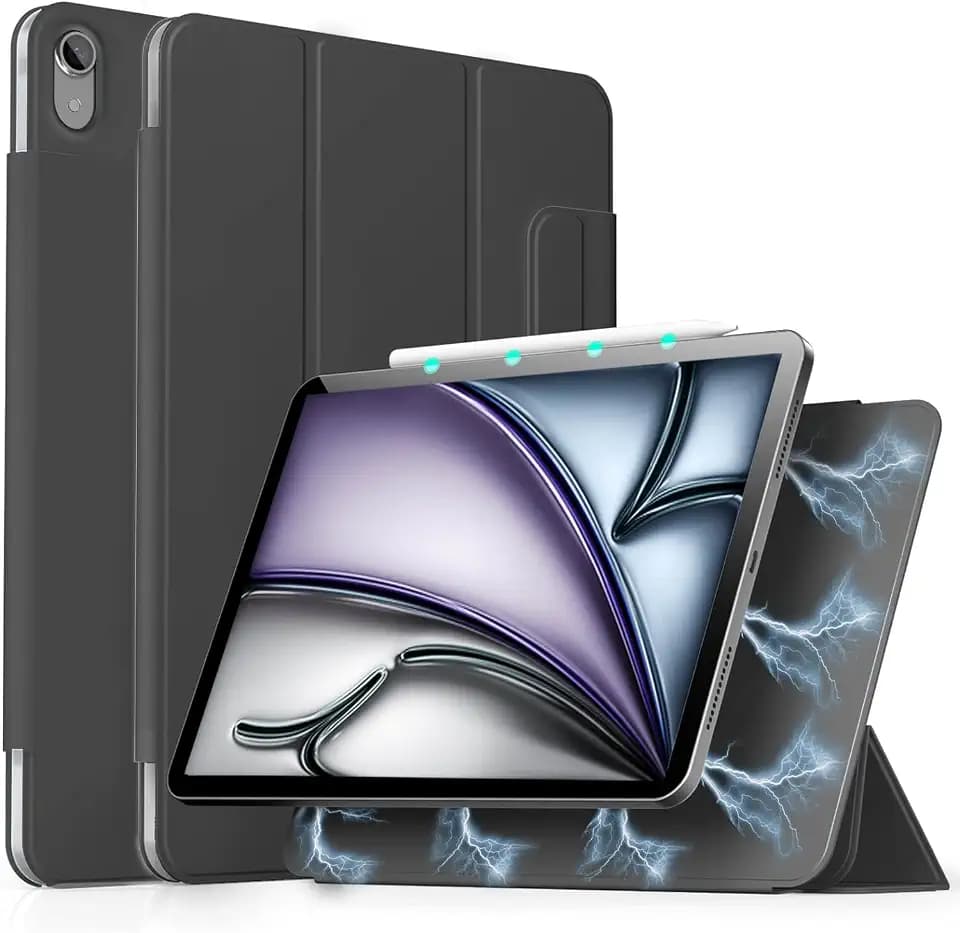 aoub Hülle für iPad Air 11 Zoll 2025 M3/2024 M2 7./ 6. Generation, Hülle für iPad Air 5./ 4. Generation 2022/2020 10,9 Zoll Schutzhülle, Magnetic Case, Unterstützt Pencil Pro/ 2. Gen, Schwarz