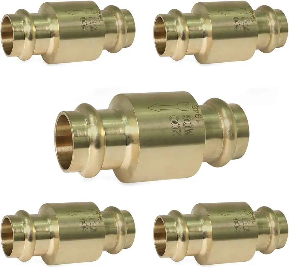 Midline Valve 372S256-5 Inline Spring Loaded Check Valve, Backflow Prevention, 3/4" Press Connections, Cast Brass (5 Pack), 5 Count