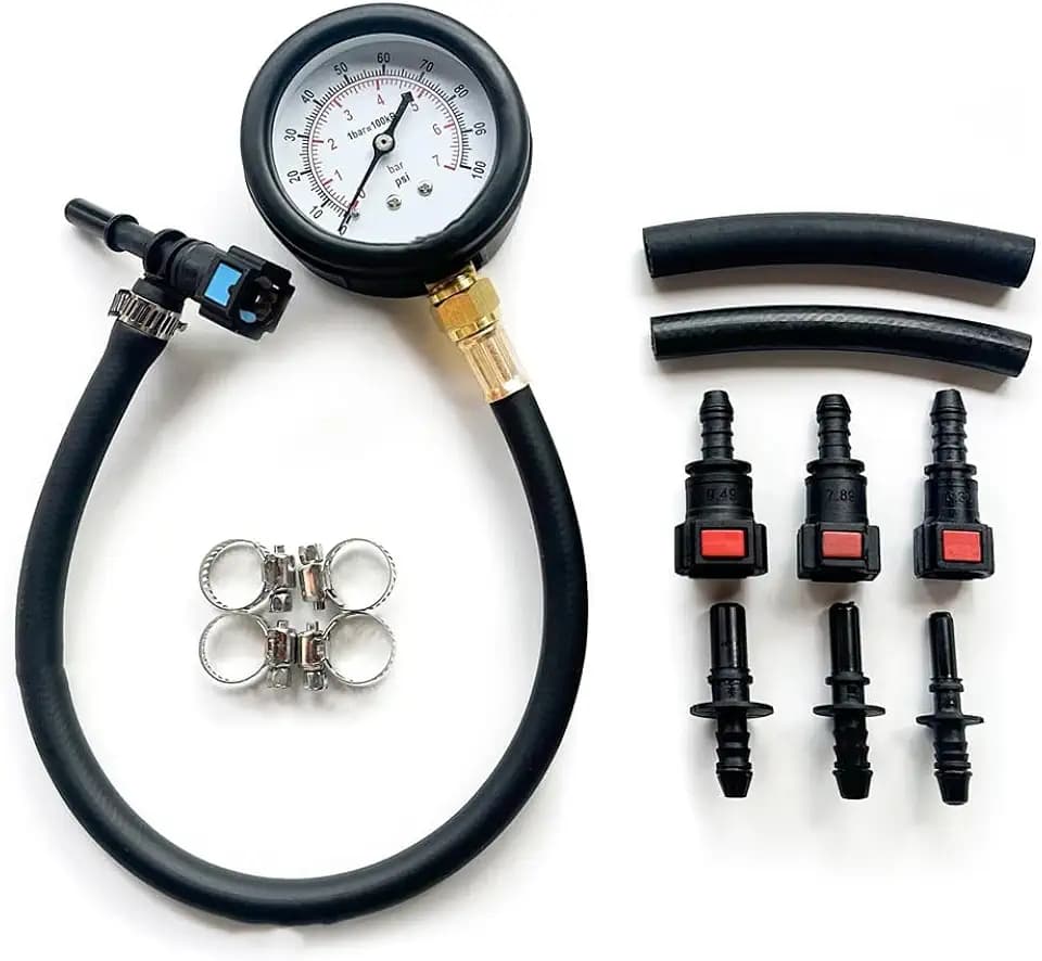 Kraftstoffdruck Messgerät, Benzindruck Messgerät, Kraftstoffdruck-Test-Set, Kraftstoff-Einspritzpumpen-Druckprüfgerät, Universal Kraftstoffpumpe Druckprüfer für Auto, Motorrad
