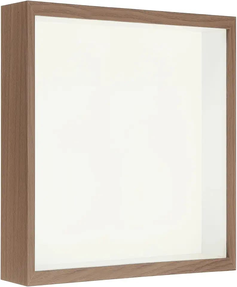 PATIKIL 9x9 Shadow Box Frame, Wooden Dried Flower Floating Photo Frame Acrylic DIY Display Case for Flowers Ticket Crafts and Photos, Brown