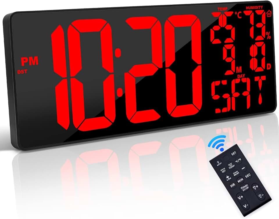 Oversized 18 Inch Large Digital Wall Clock with Remote Control