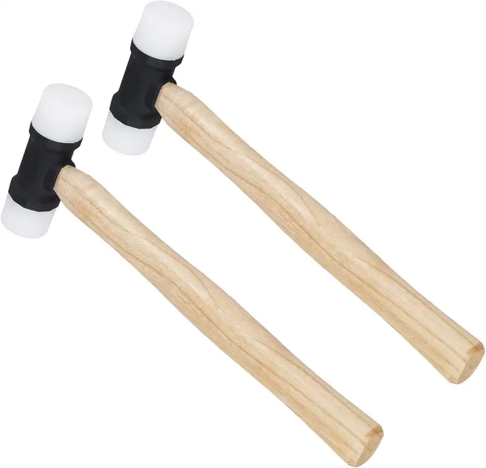 2 PCS 12 oz Soft Face Nylon Hammers, Dual Head Mallet Hammer with Non-Slip Grip for Mechanics, Woodworking, Auto, Home DIY