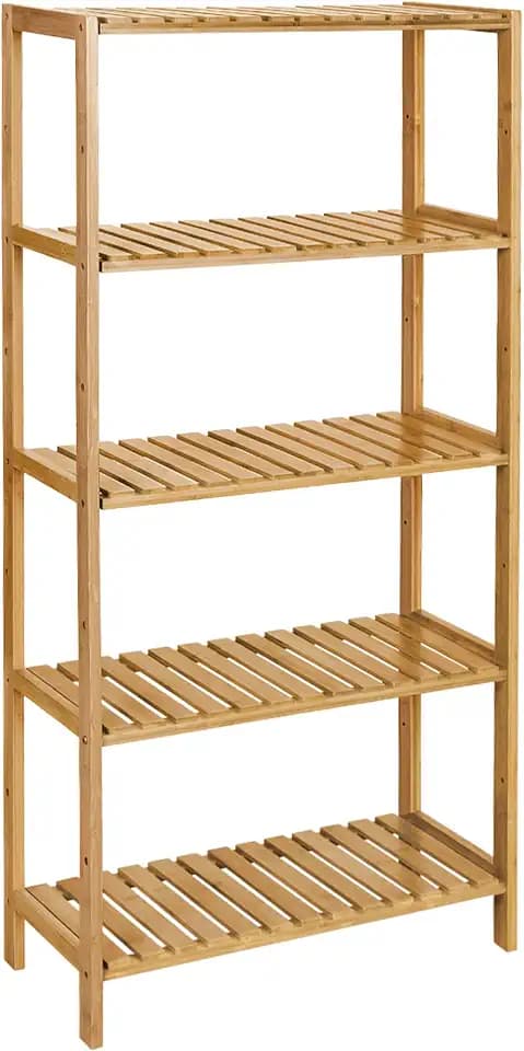 SONGMICS 5-Tier Bamboo Shelf, Freestanding Bathroom Storage Rack