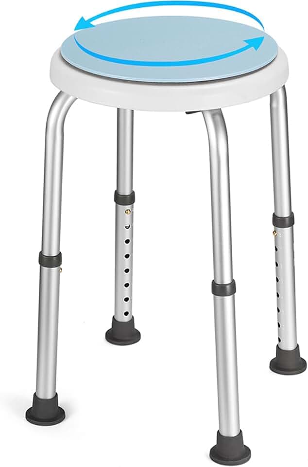 Careboda 360° Drehbarer Duschhocker, 34-52cm, 136kg, Aluminium