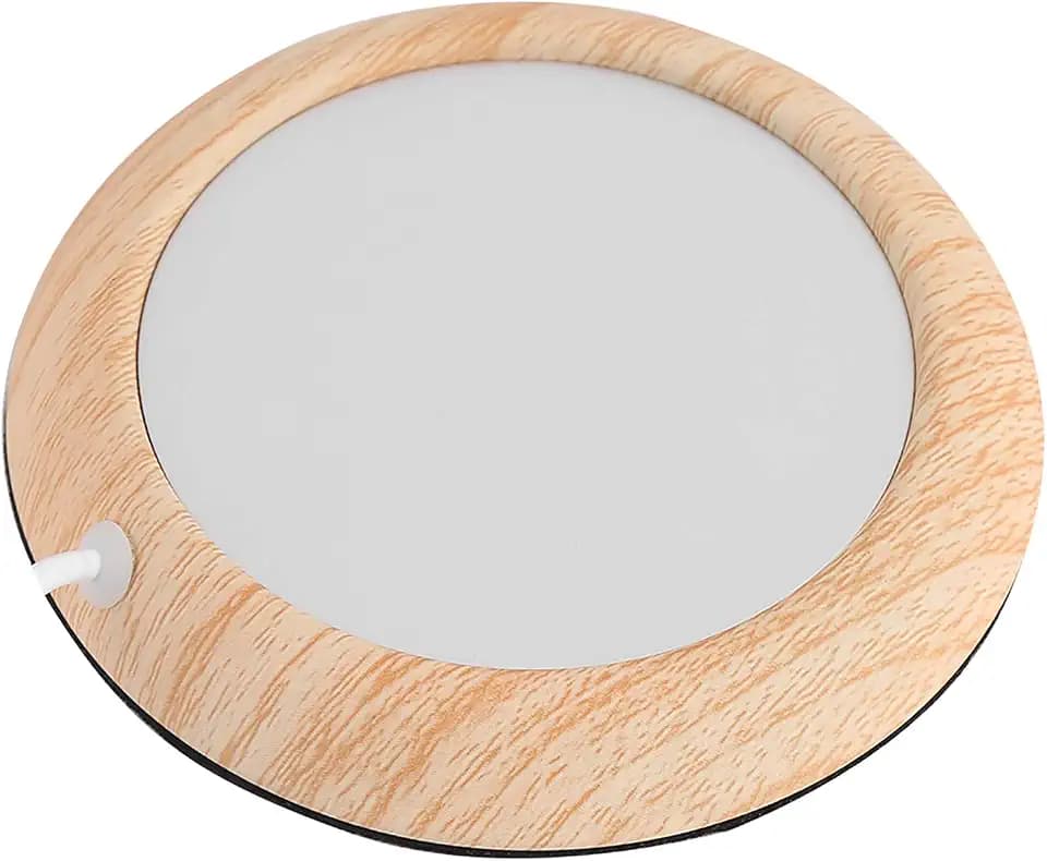 Lazmin112 Kaffeetassenwärmer, tragbarer, schnell heizbarer elektrischer Getränkewärmer, 5-V-USB-Anschluss, geeignet für die meisten Edelstahlbecher,(Light Walnut Grain)