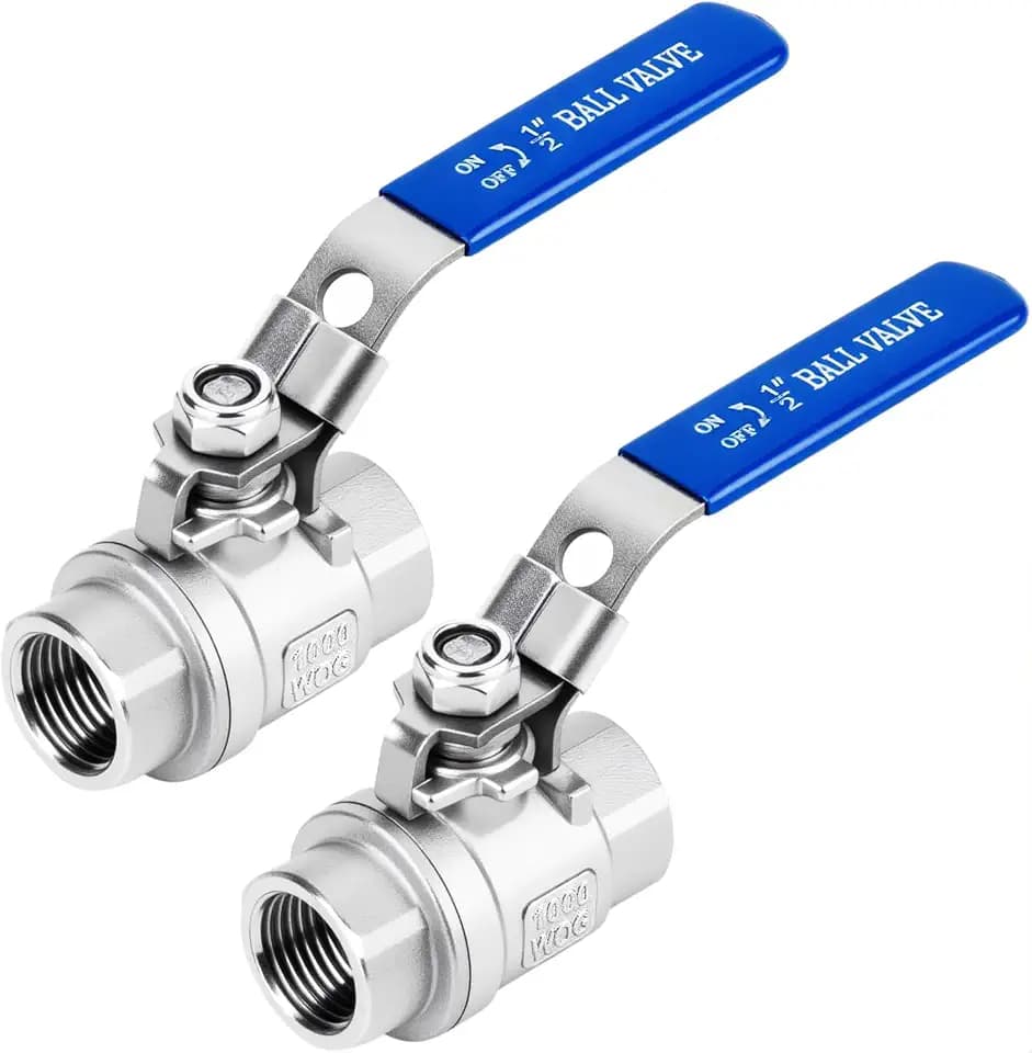 2 Pack 1/2'' Ball Valves NPT Female Stainless Steel 304 Full Port 1/2 Inch Ball Valve with Locking Handle, Heavy Duty Shut Off Valve for Home and Industrial(1/2 Inch)