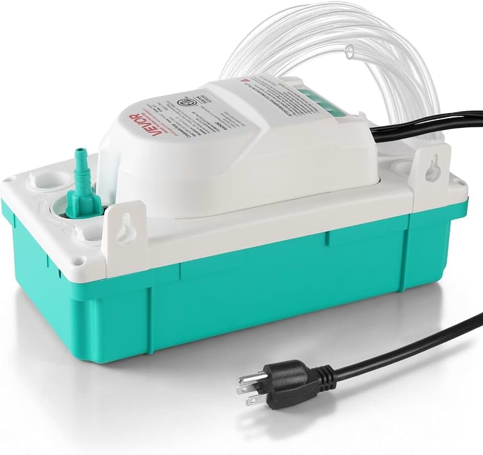 VEVOR Condensate Pump, 1/24 HP, 110 GPH, 24 ft Lift, 100-240V Automatic AC Condensation Removal Pump with Safety Switch & 20 ft Tubing, for Air Conditioner, Dehumidifier, HVAC, Furnace, Ice Maker