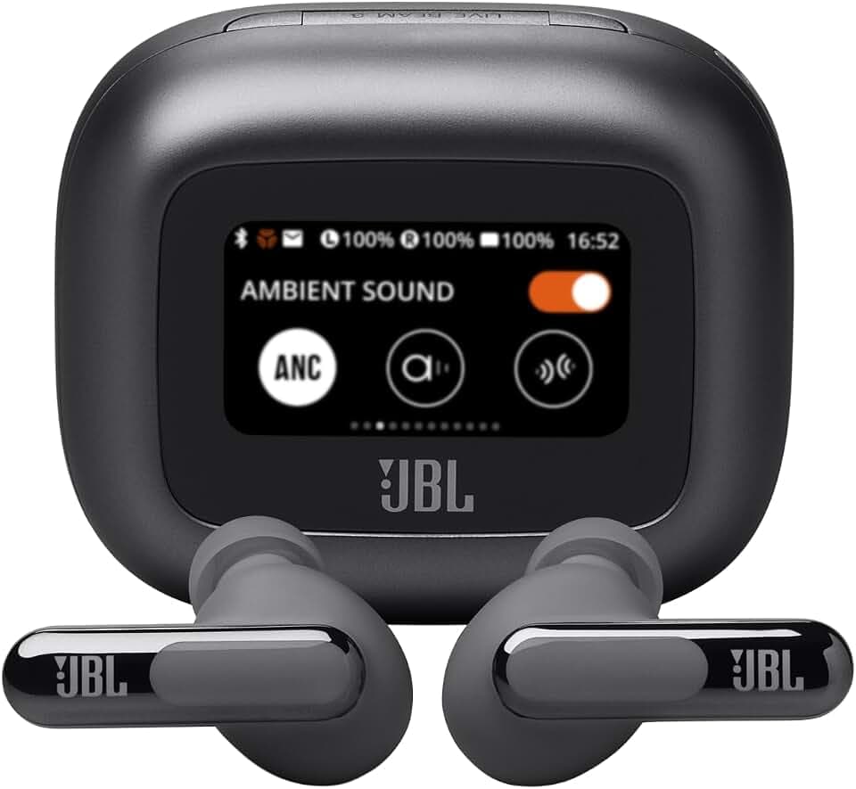 JBL Live Beam 3, Wireless Earbud-Kopfhörer mit Bluetooth, 48 Stunden Akkulaufzeit, True Adaptive Noise Cancelling und hochauflösendem JBL Signature Sound, IP55 wasserfest, mit Ohrstöpseln, Schwarz